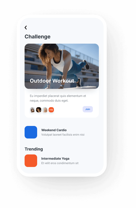terch startup fitness tracking challenge mobile ui - Features